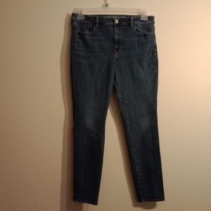 American Eagle outfitters 360° super stretch blue hi-rise jegging size 14